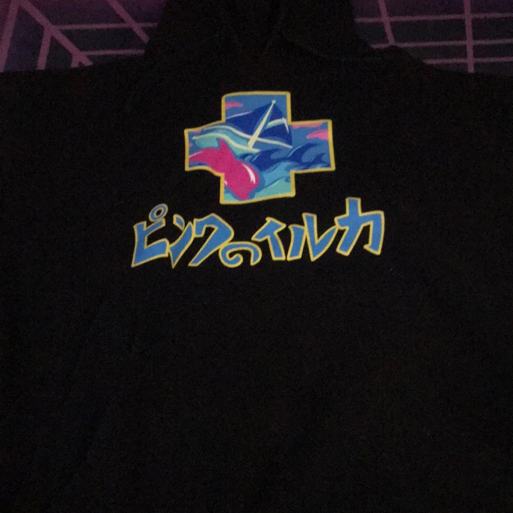 Pink Dolphin pullover hoodie black